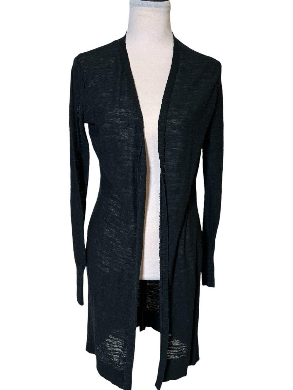 Athleta Lightweight Open Weave Longline Cardigan - Black Lagenlook Coastal